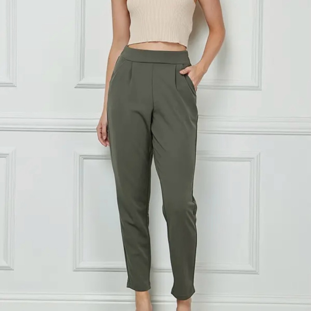 12. Tapered Trouser Pants in olive